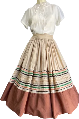 1950s Rick-Rack Browns Patio Skirt ~Circle~        w28