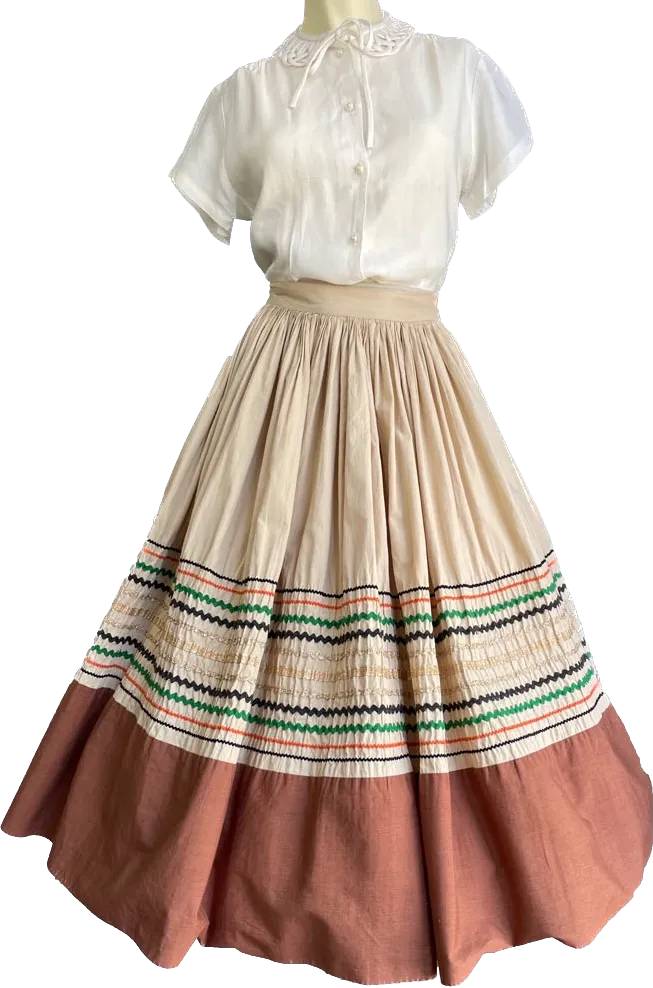 1950s Rick-Rack Browns Patio Skirt ~Circle~        w28
