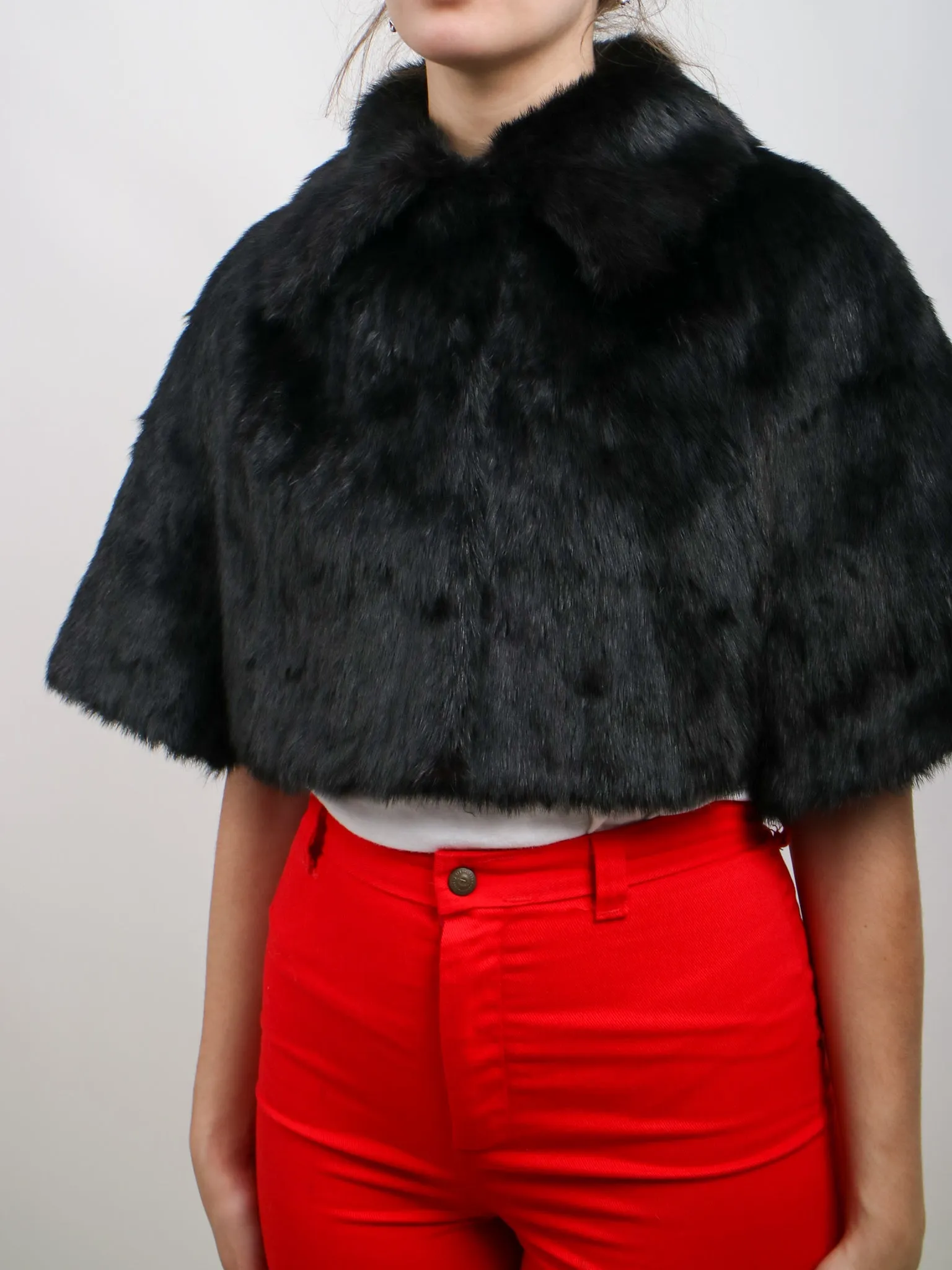 1960s Black Mink Fur Stole Capelet