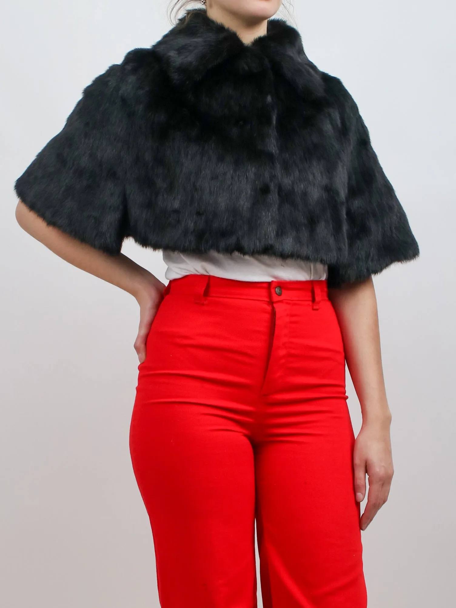 1960s Black Mink Fur Stole Capelet