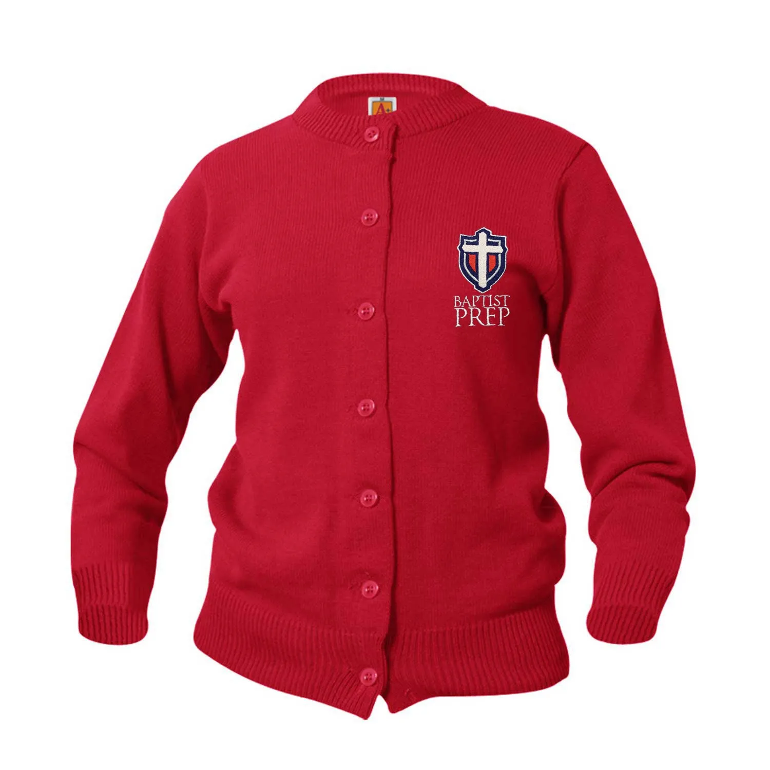 Adult Crewneck Cardigan With Baptist Prep Logo