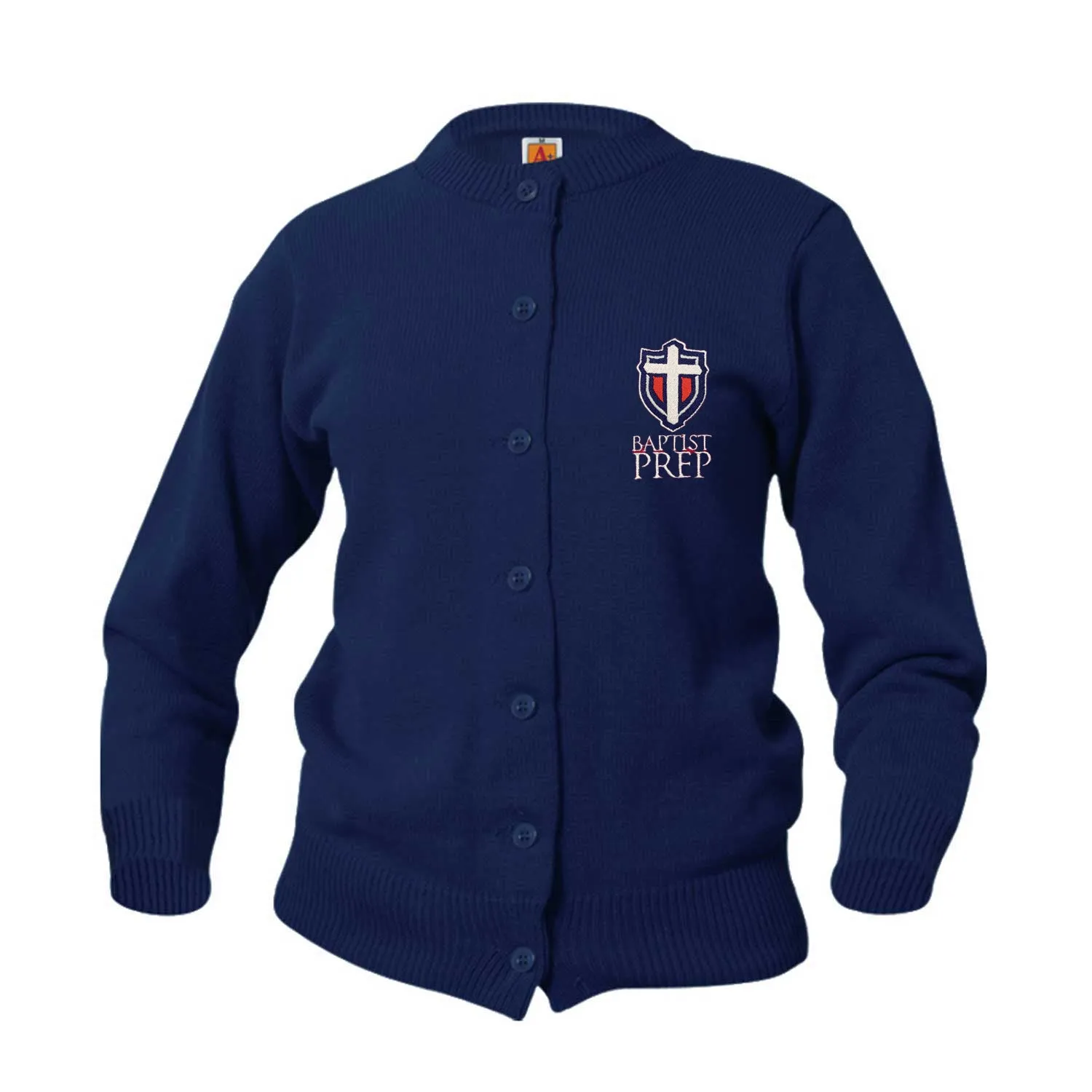 Adult Crewneck Cardigan With Baptist Prep Logo