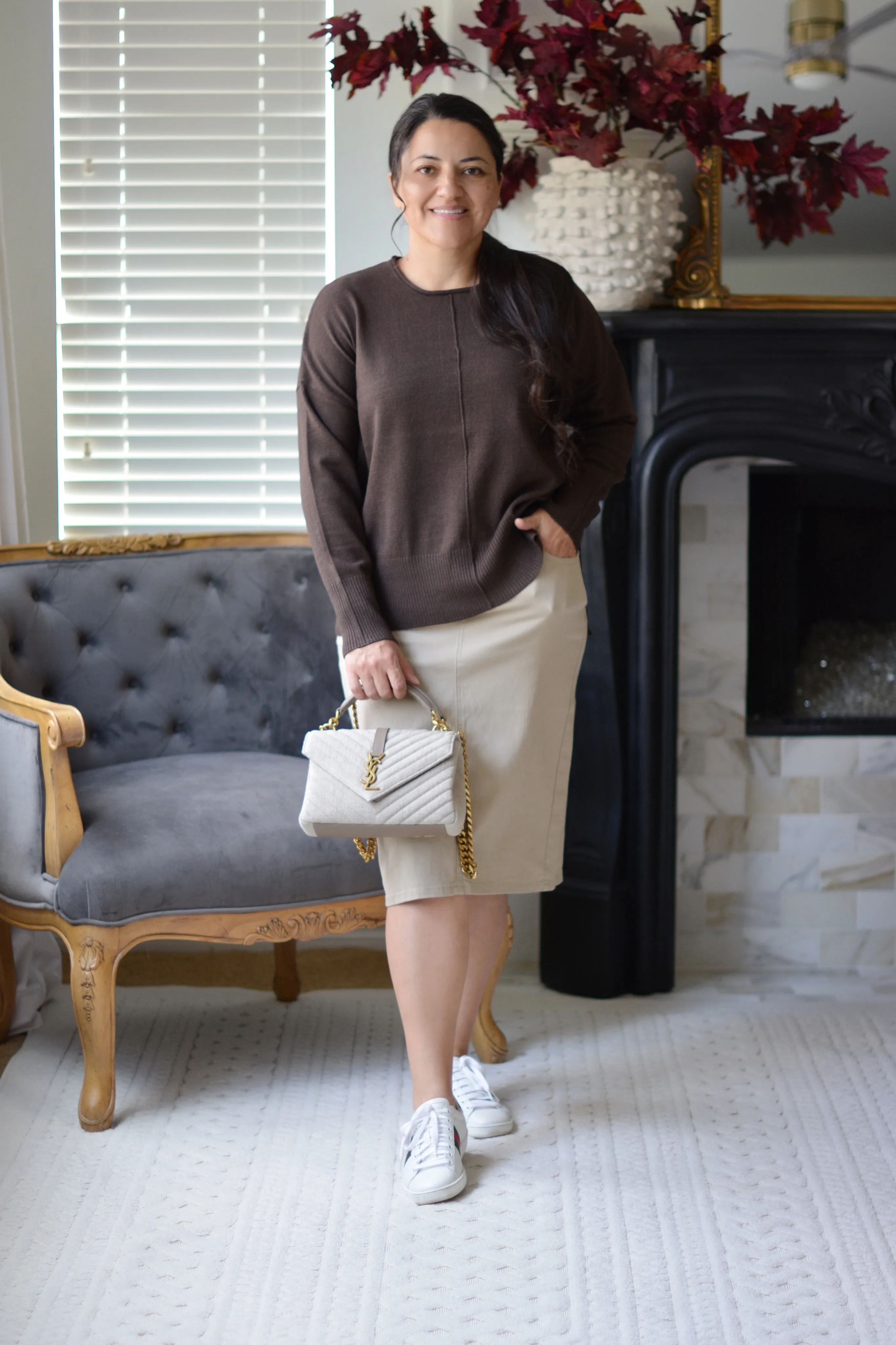 Amanda Taupe Denim Skirt