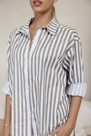 AUSTIN Taupe Stripe Shirt
