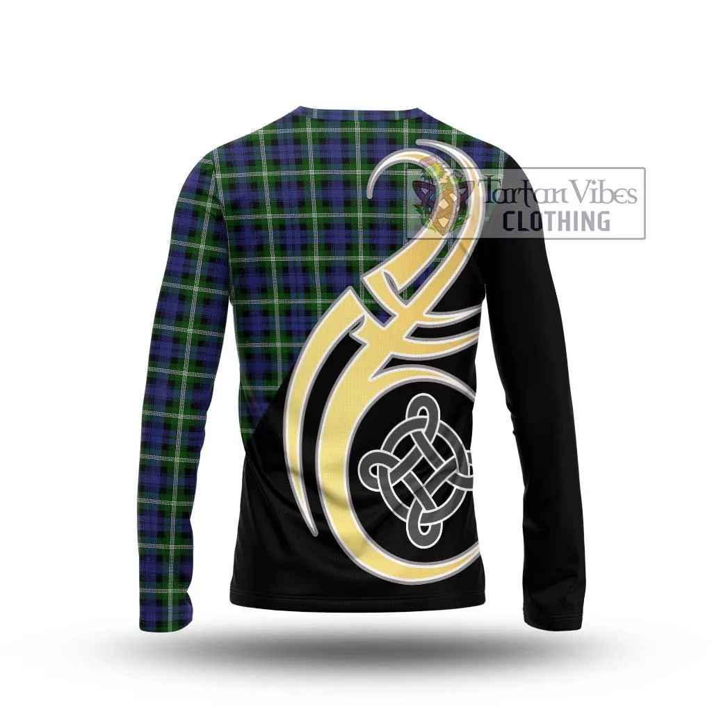 Baillie (Bailey) Tartan Long Sleeve T-Shirt with Family Crest and Celtic Symbol Style