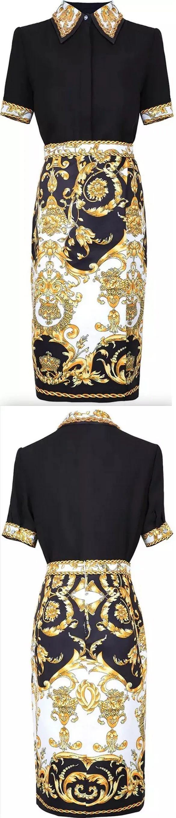 Baroque Trim Blouse and Skirt Set