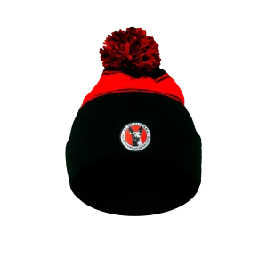 BEANIE POMPON LOGO ROJINEGRO