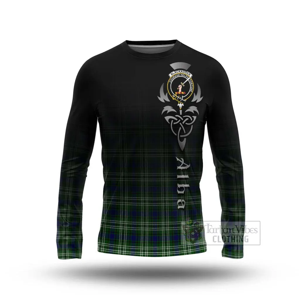 Blackadder Tartan Long Sleeve T-Shirt Featuring Alba Gu Brath Family Crest Celtic Inspired