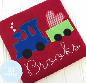 Boy Shirt - Boy Valentine Shirt - Valentine Tractor with Hearts on Red Shirt