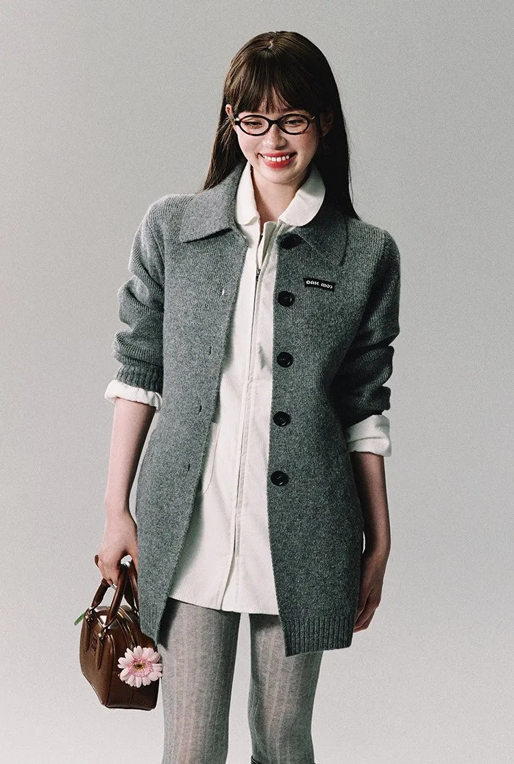 Button Front Ribbed Knit Cardigan