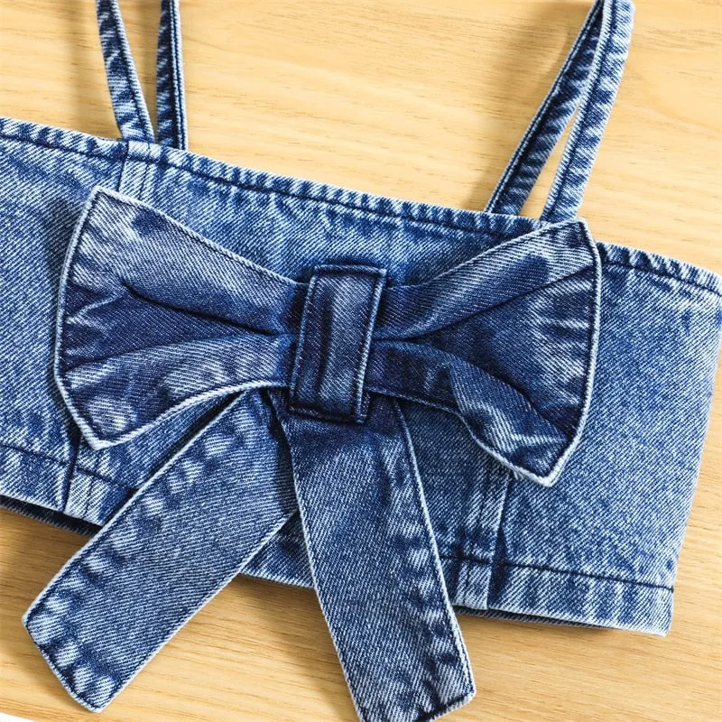 Camille Denim Cami Crop and Skort Set