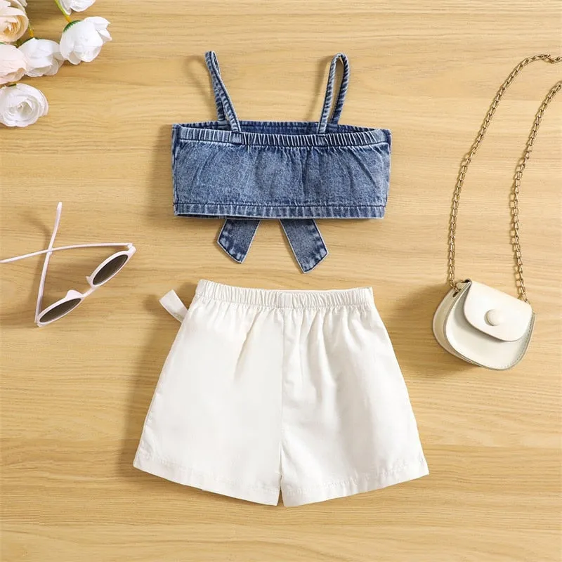 Camille Denim Cami Crop and Skort Set
