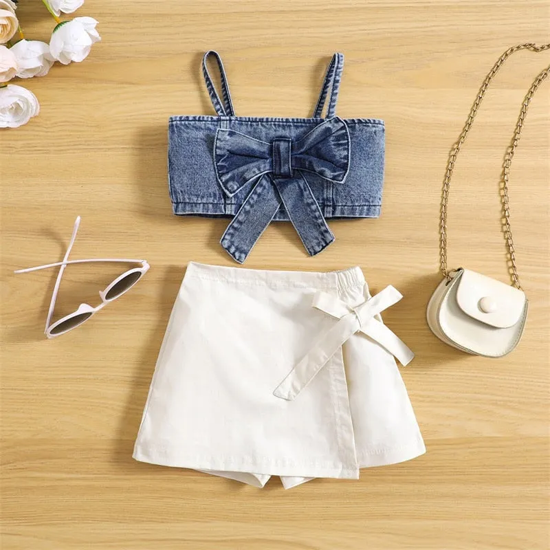 Camille Denim Cami Crop and Skort Set