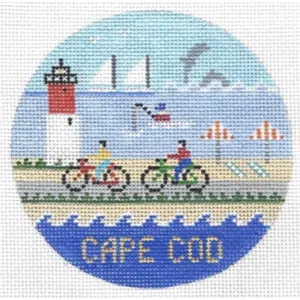 Cape Cod Travel Round Needlepoint Canvas