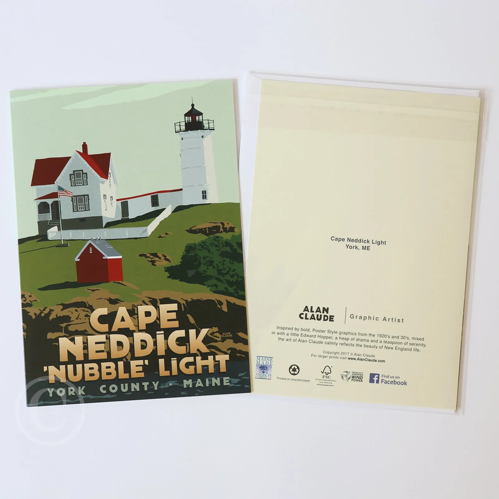 Cape Neddick Nubble Light Notecard 5" x 7"  - Maine