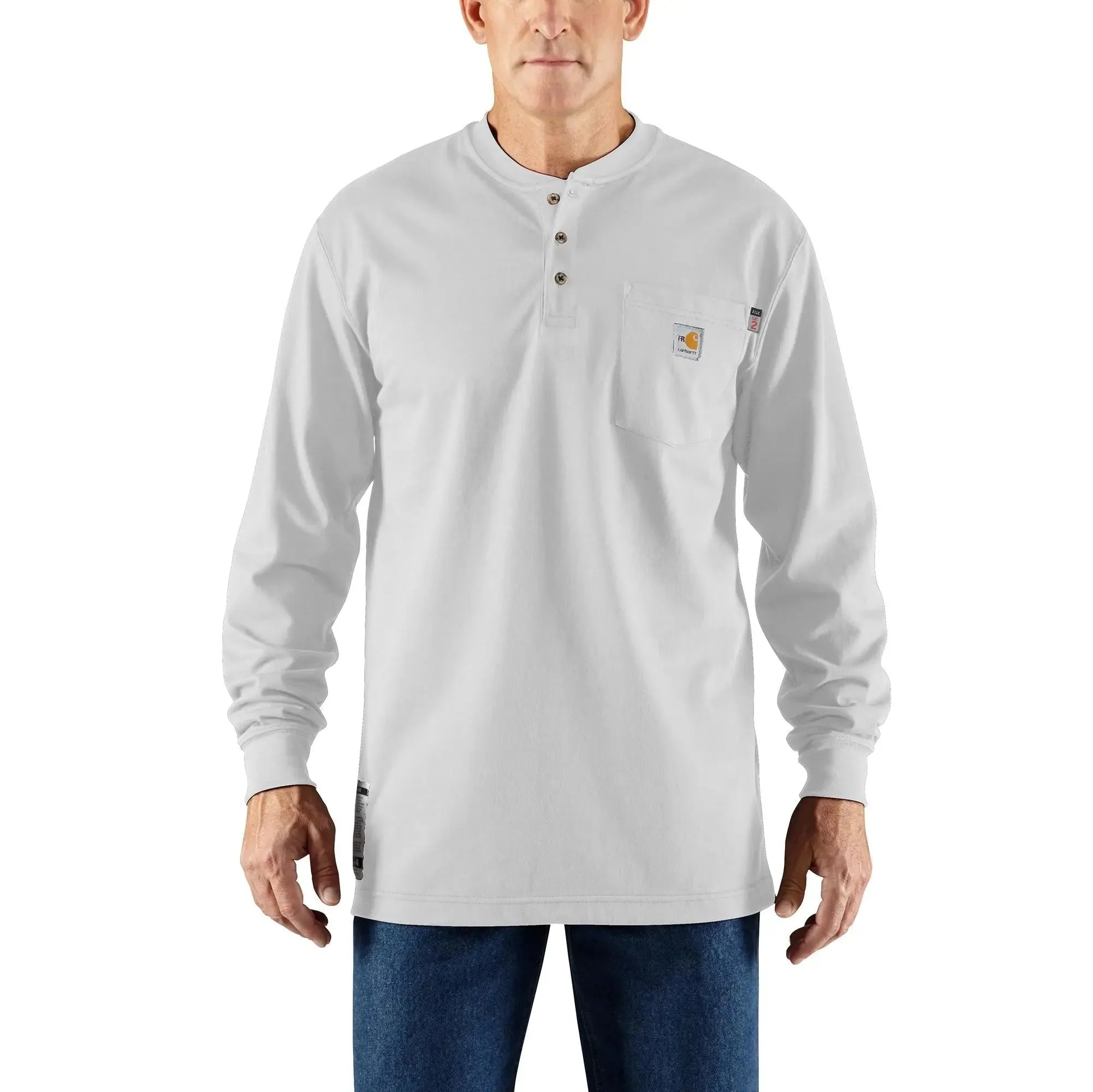 CARHARTT-Flame Resistant Force Loose Fit Midweight Long-Sleeve Pocket Henley T-Shirt