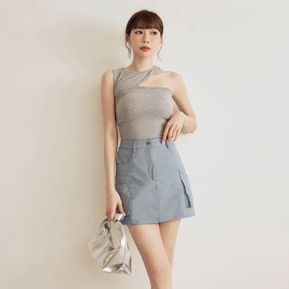 Casual Cooling Cargo Pocket Short Mini Skirt