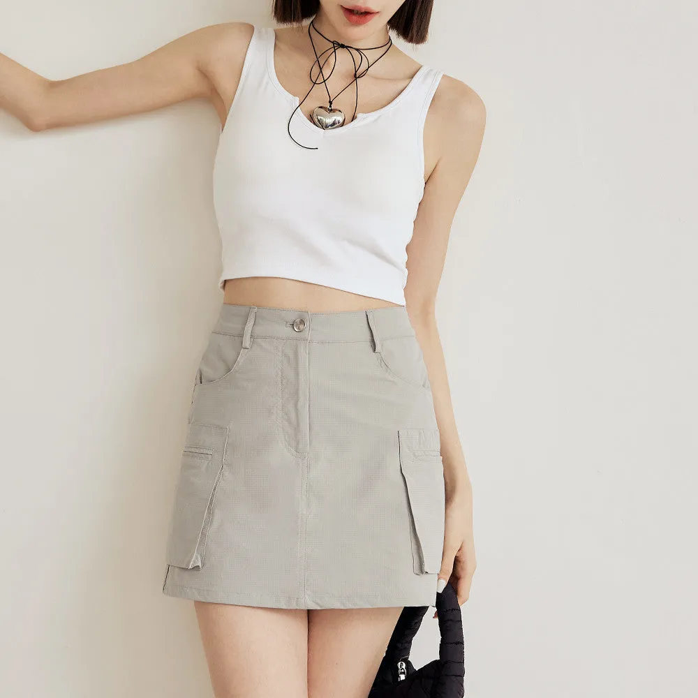 Casual Cooling Cargo Pocket Short Mini Skirt