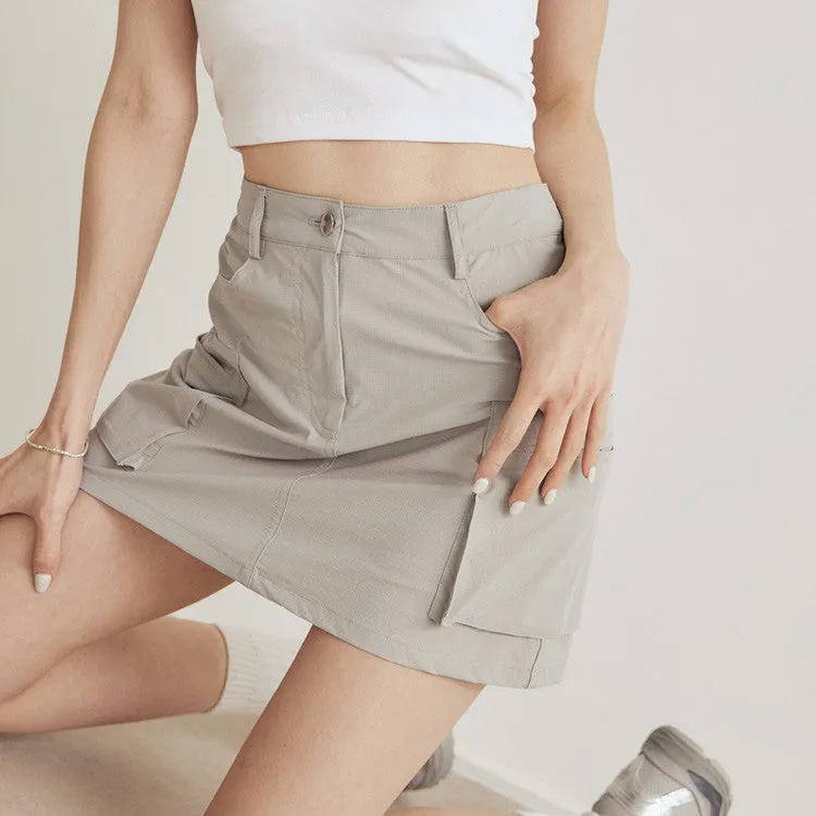 Casual Cooling Cargo Pocket Short Mini Skirt