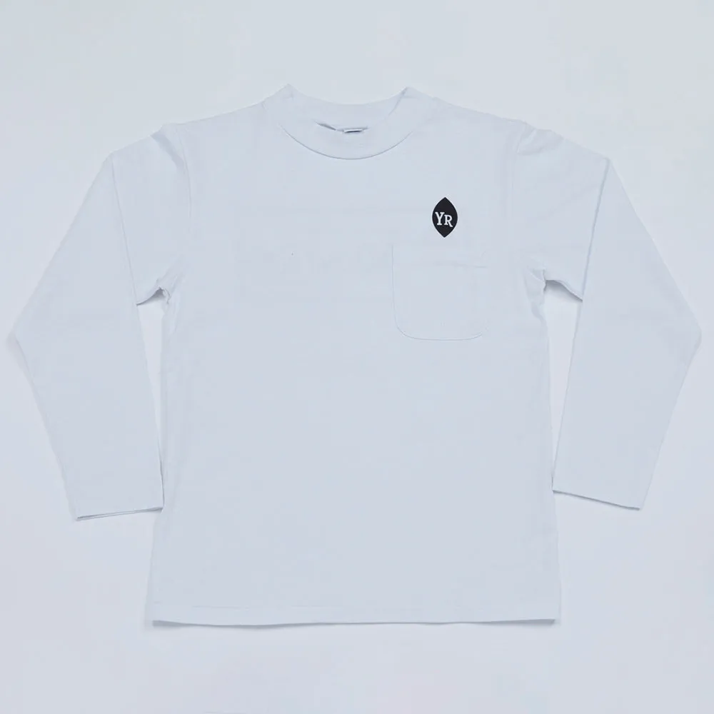Classic Box Mock Neck Long Sleeve Tee (White)