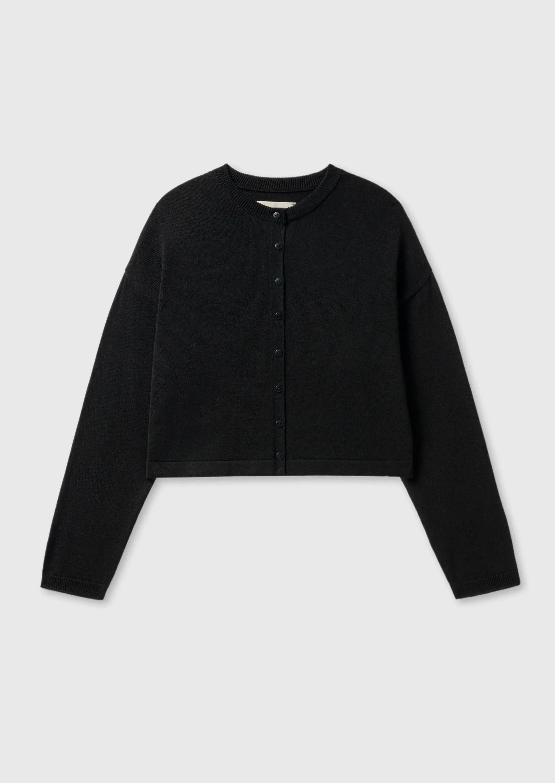 Cotton Cropped Cardigan, Black