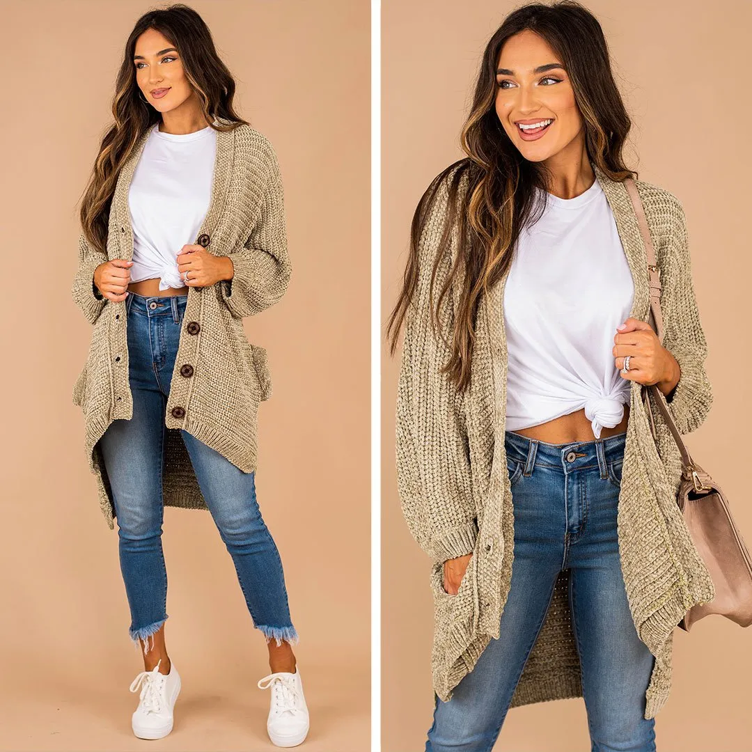 Created Comfort Light Olive Green Cardigan
