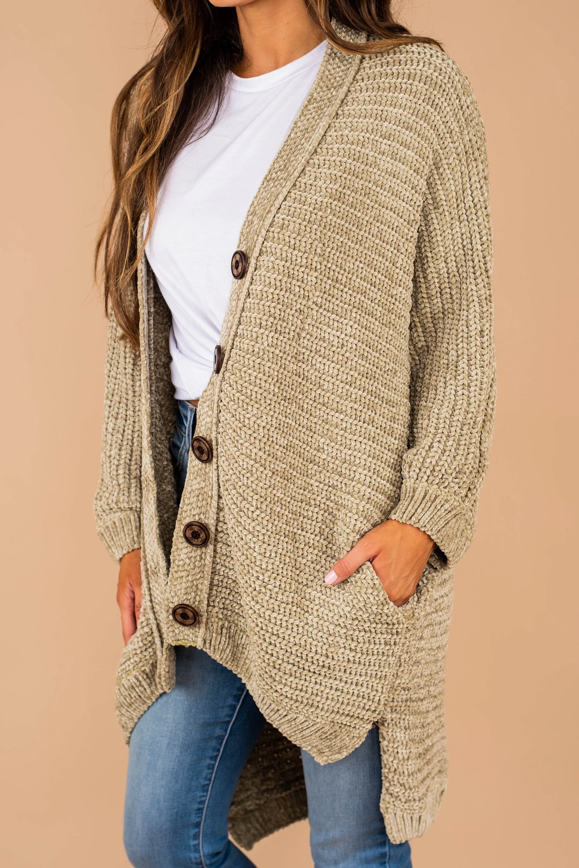Created Comfort Light Olive Green Cardigan