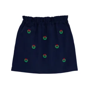 Critter Beasley Bag Skirt - Nantucket Navy with Wreath Embroidery