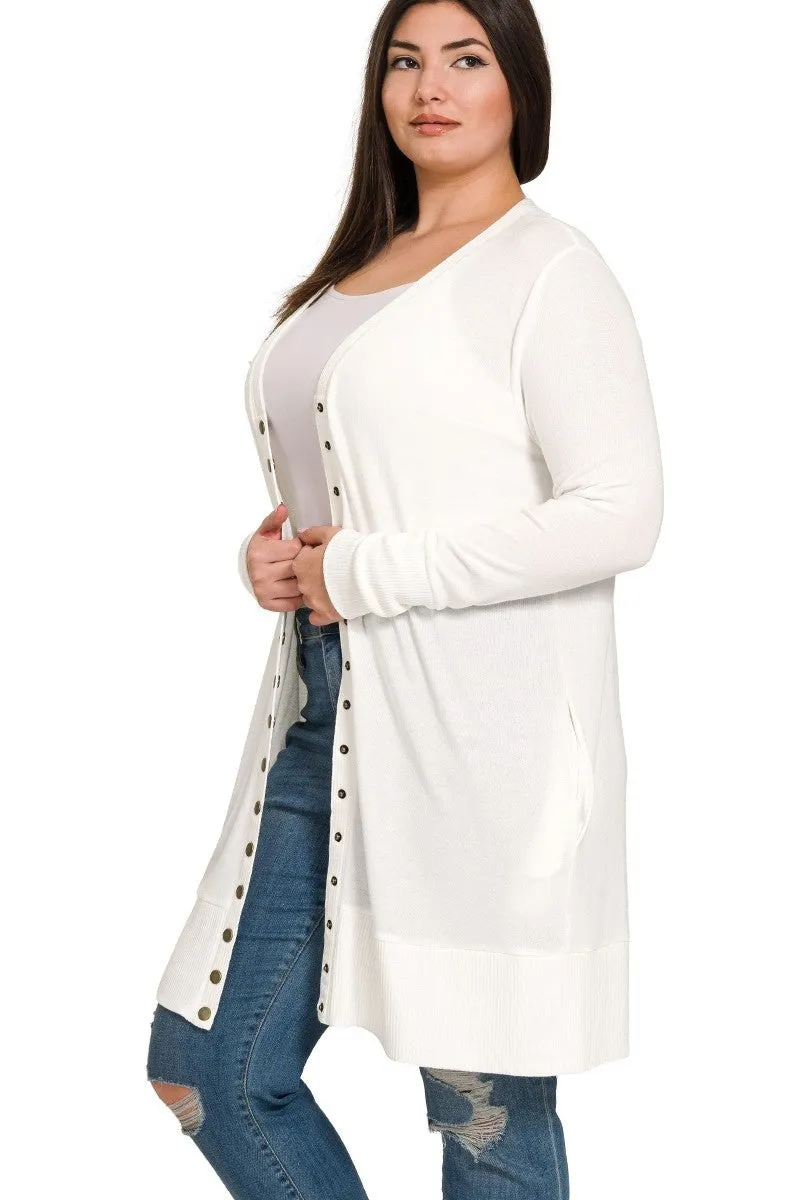 Curvy Long Snap Cardigan