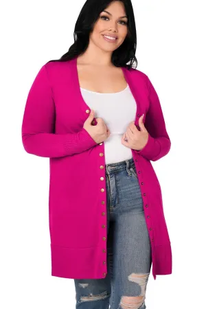 Curvy Long Snap Cardigan