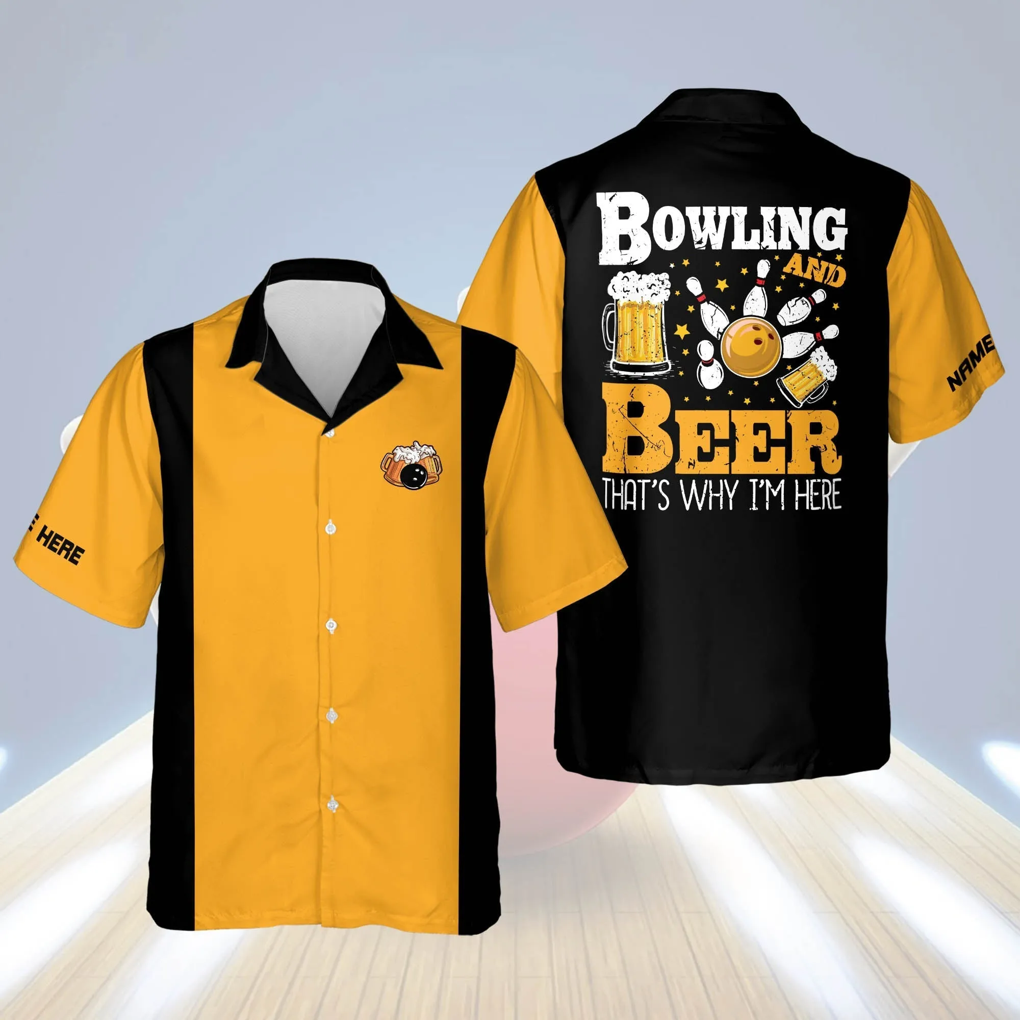 Custom Bowling And Beer That's Why I'm Here for Men