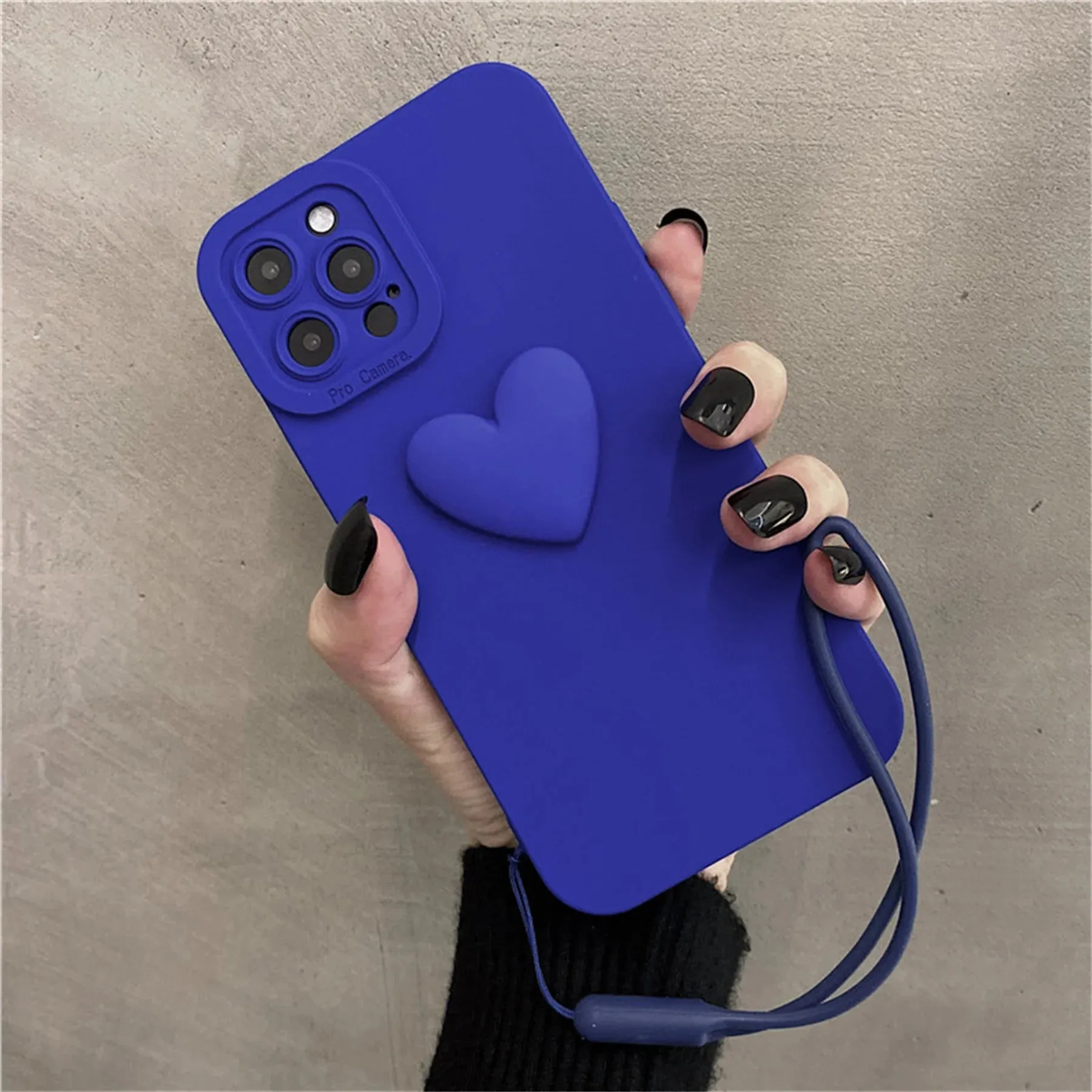 Cute 3D Heart Shape Design Wrist Hand Strap Phone Case Cover For iPhone 15 14 13 12 11 Pro Max X XS XR 7 8 Plus