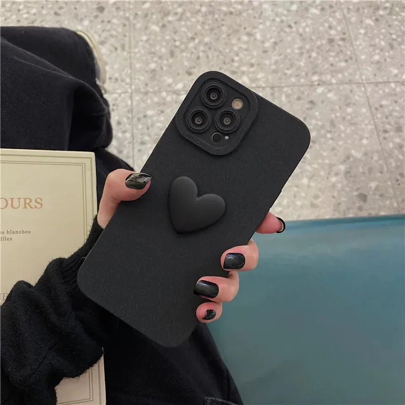 Cute 3D Heart Shape Design Wrist Hand Strap Phone Case Cover For iPhone 15 14 13 12 11 Pro Max X XS XR 7 8 Plus