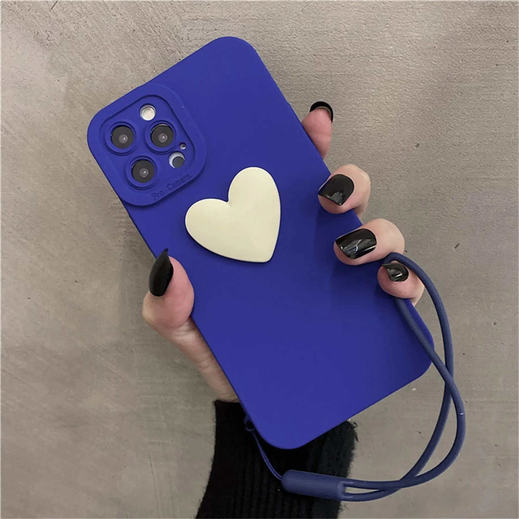 Cute 3D Heart Shape Design Wrist Hand Strap Phone Case Cover For iPhone 15 14 13 12 11 Pro Max X XS XR 7 8 Plus