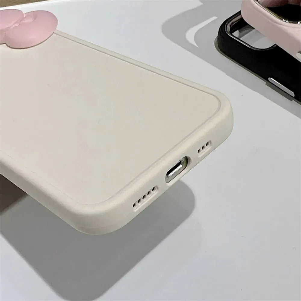 Cute 3D Pink Bowknot Soft Silicone Phone Case Cover for iPhone 15 14 13 12 11 Pro Max X XR