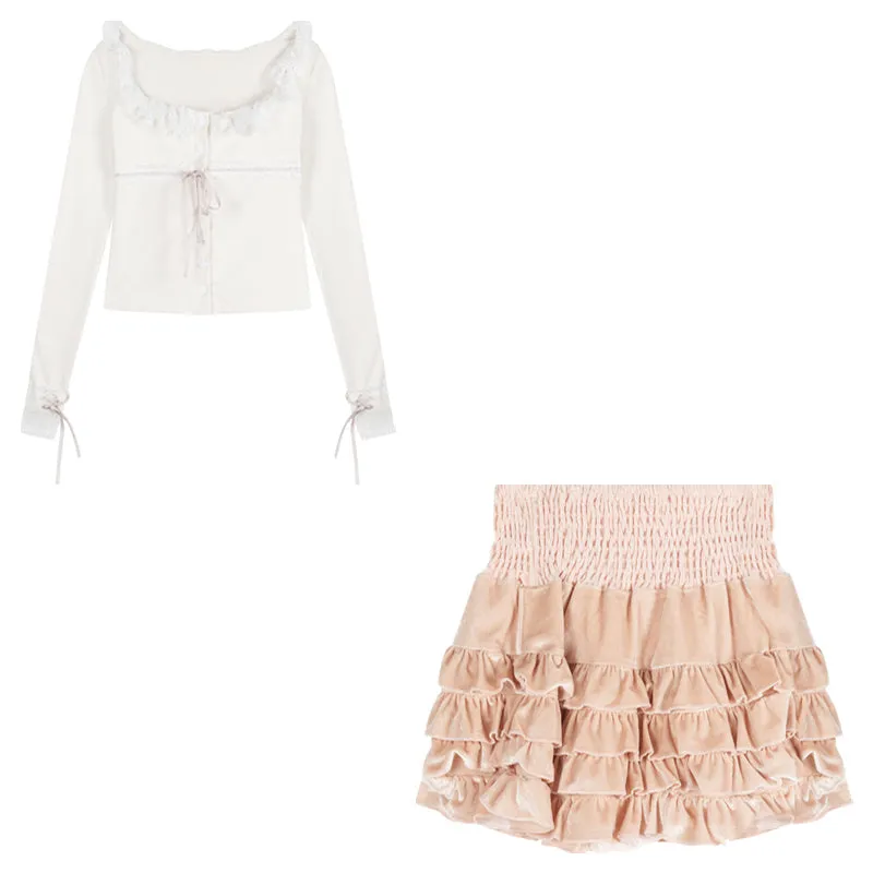 Cute Top   Skirt Set PL53114
