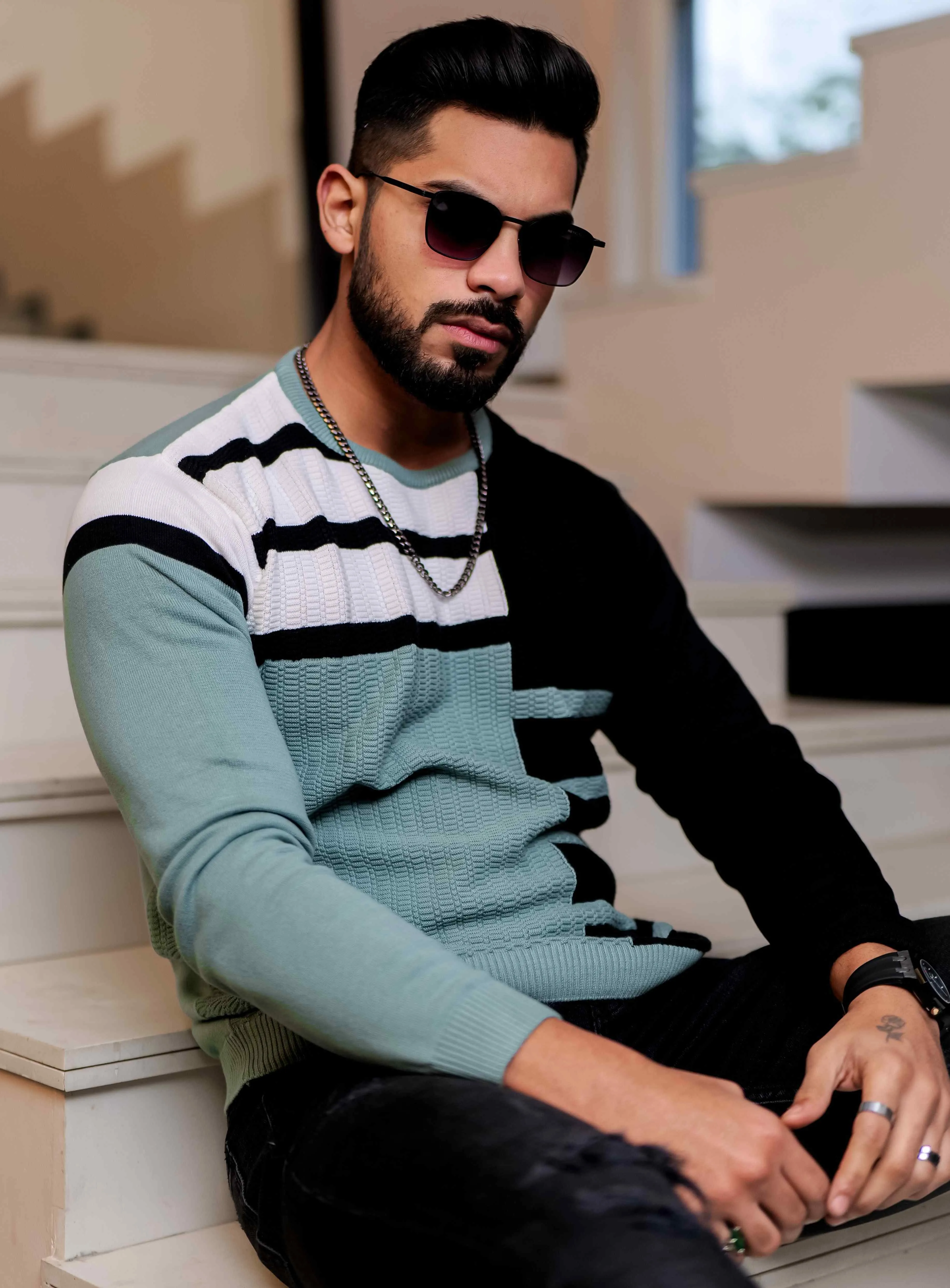Cyan Cotton Full Sleeve Premium T Shirt
