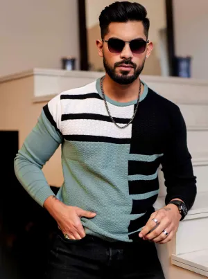 Cyan Cotton Full Sleeve Premium T Shirt