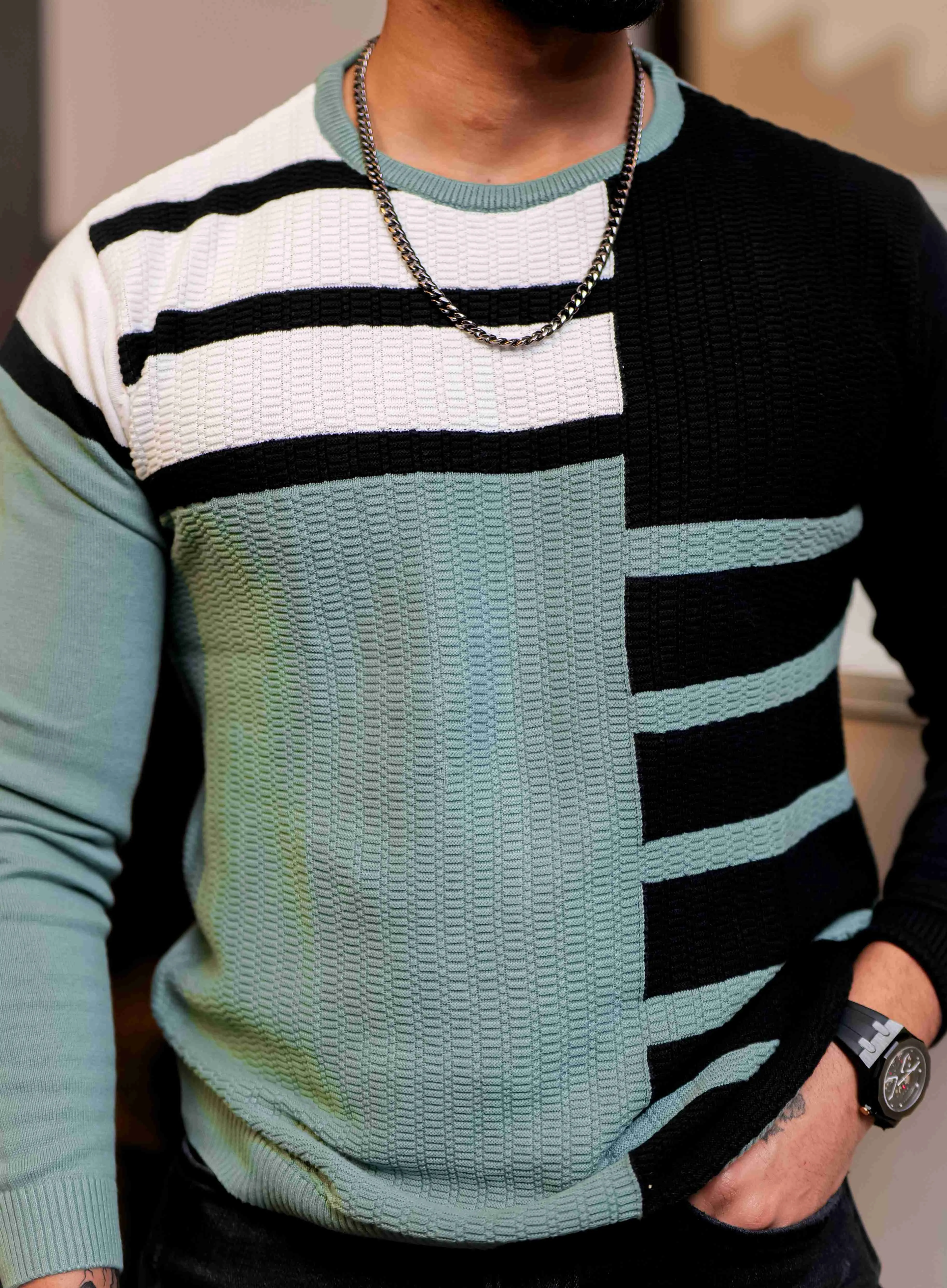 Cyan Cotton Full Sleeve Premium T Shirt