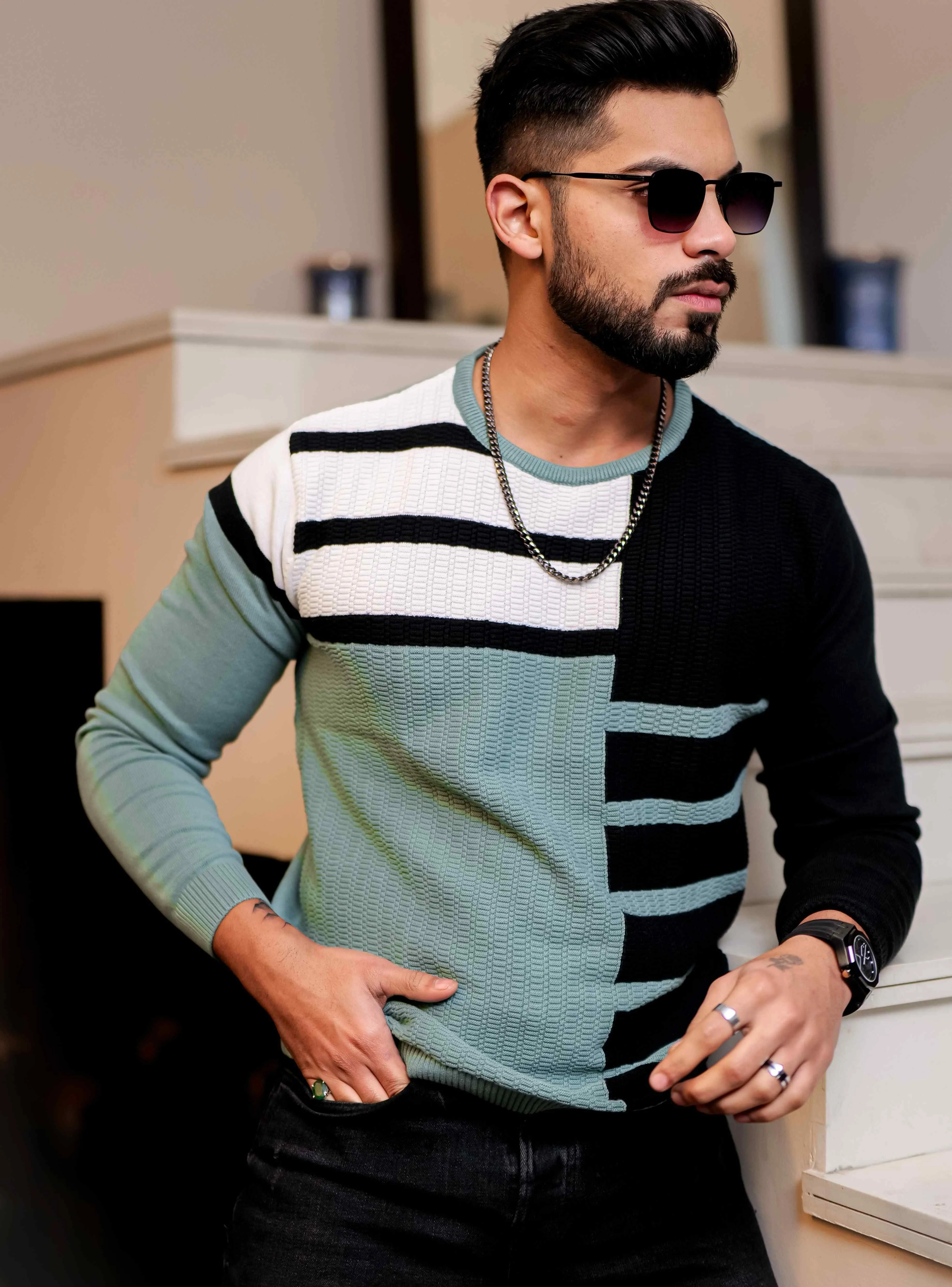 Cyan Cotton Full Sleeve Premium T Shirt