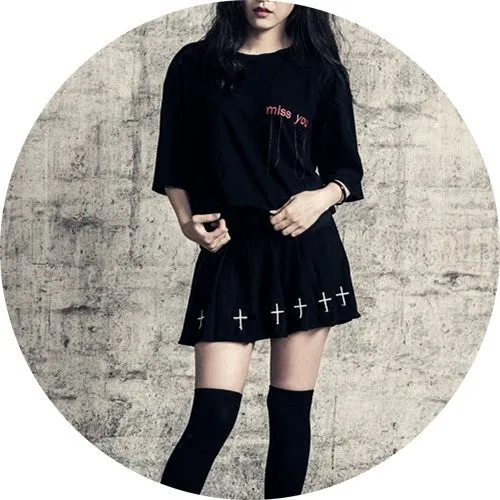 Dark Embroidered Skirt KF90169