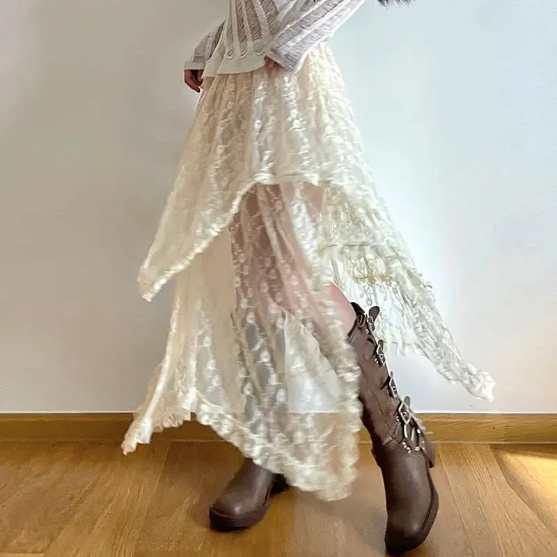 Deeptown Lace Asymmetrical Skirt