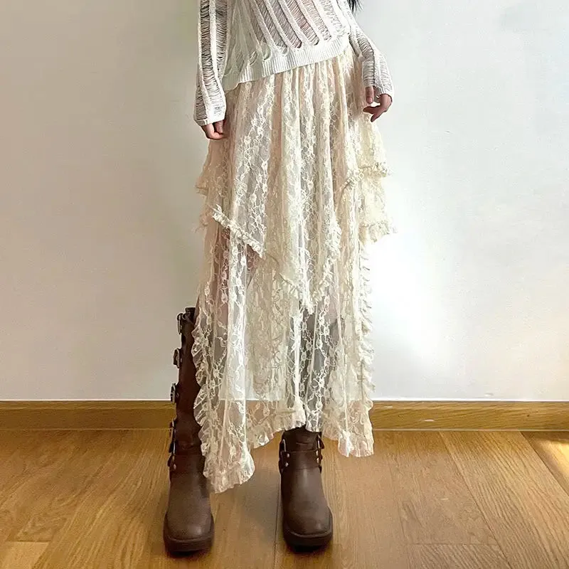 Deeptown Lace Asymmetrical Skirt