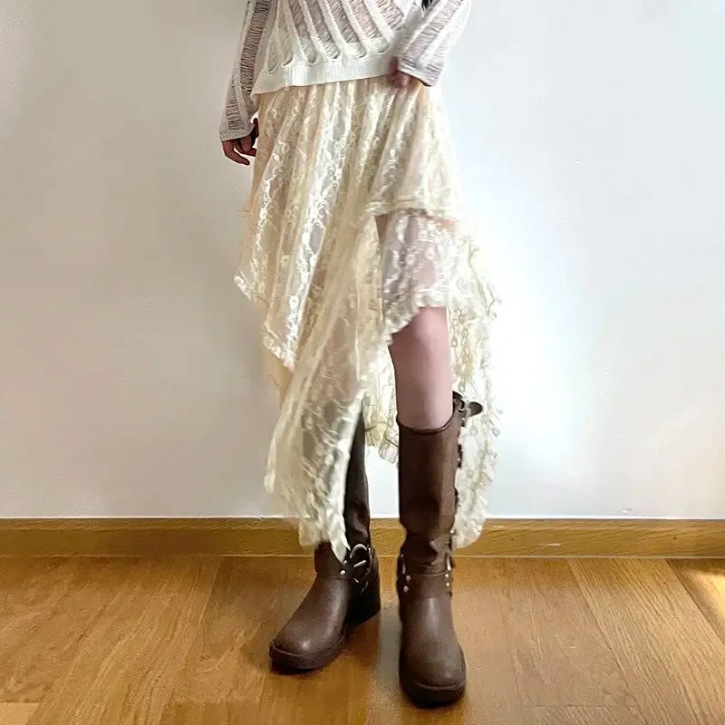 Deeptown Lace Asymmetrical Skirt