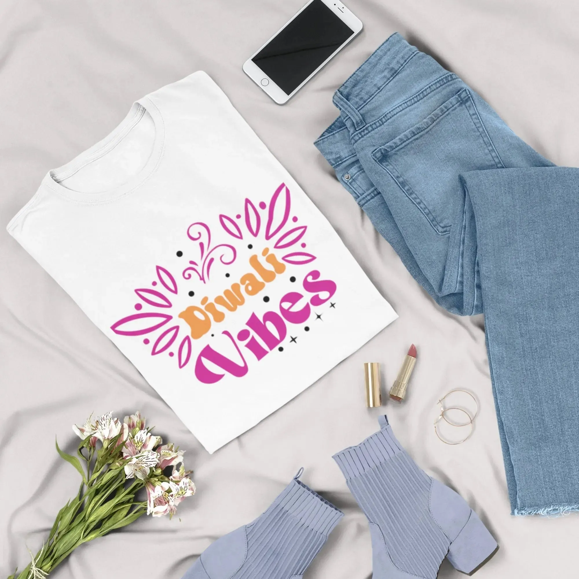 Diwali Vibes Round Neck Half Sleeve Classic T-Shirt