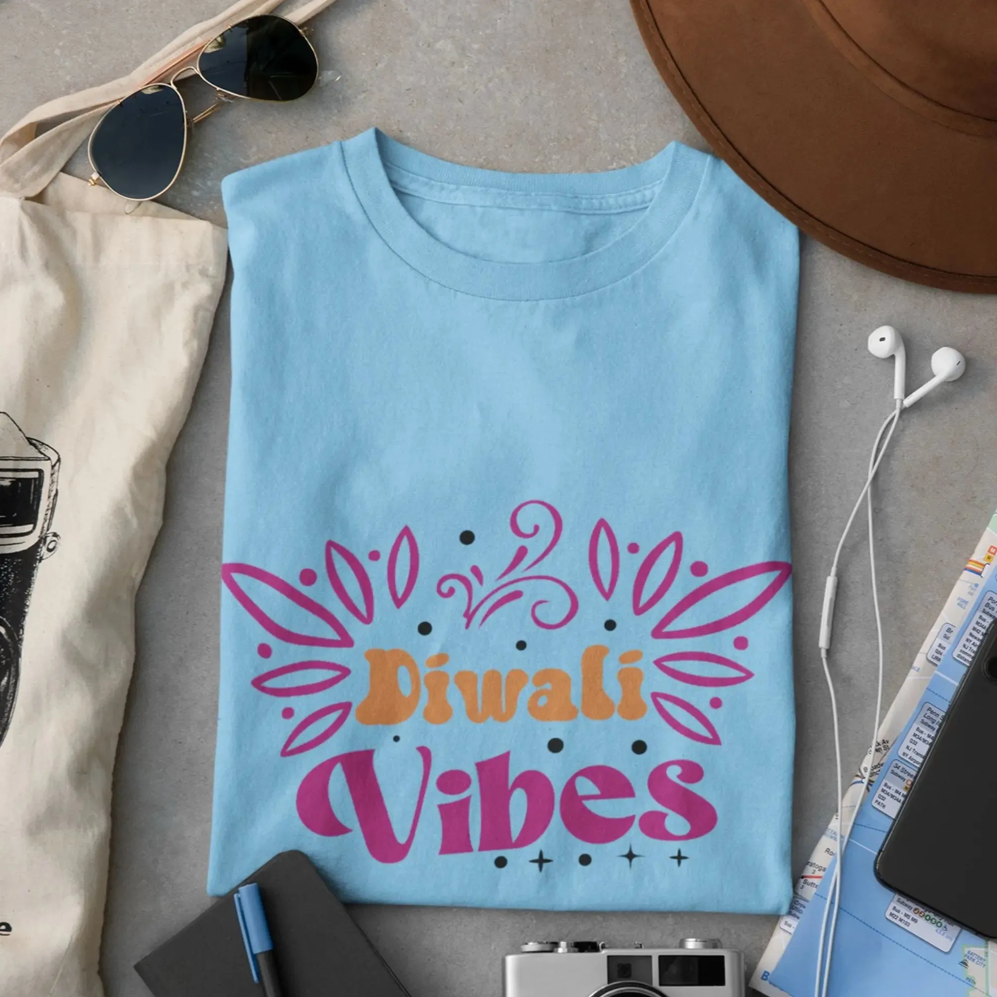 Diwali Vibes Round Neck Half Sleeve Classic T-Shirt