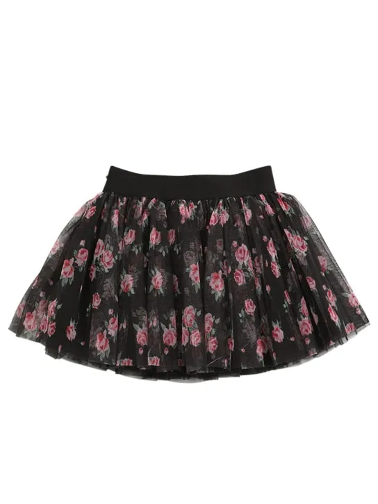 Dolce&amp;Gabbana   Printed tulle mini skirt w/logo tape 