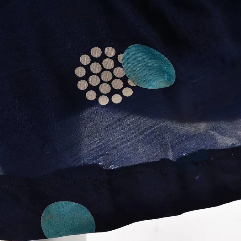 Edwardian Navy Blue Silk Vintage Dress w/ Rare Circle Print