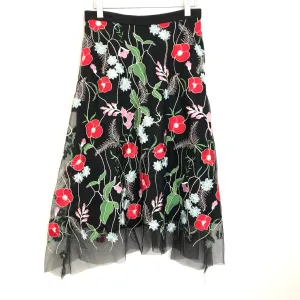 Eva Franco Anthropologie Black Embroidered Skirt NWT- Size 6