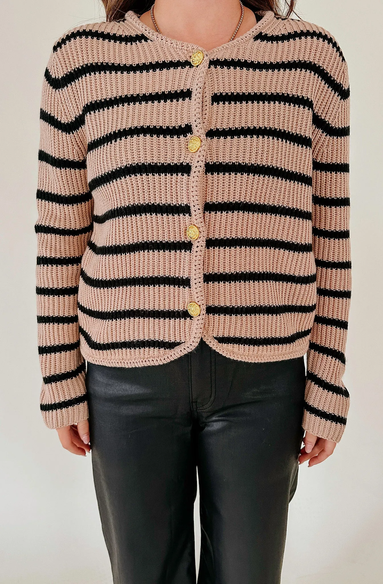 FALLIN' IN LOVE STRIPE BUTTON CARDIGAN